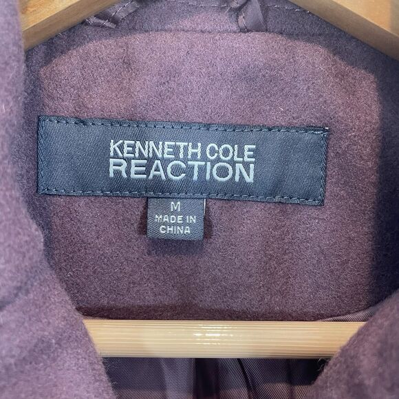 Kenneth Cole Reaction Double Breasted Peacoat Purple Plum Mauve Medium - Picture 4 of 15